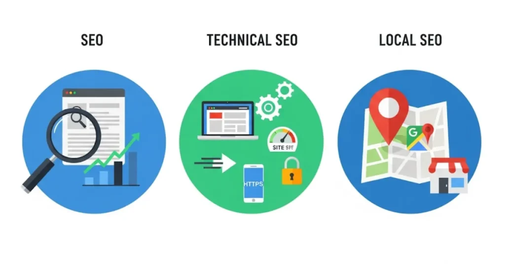 Technical SEO vs SEO vs Local SEO